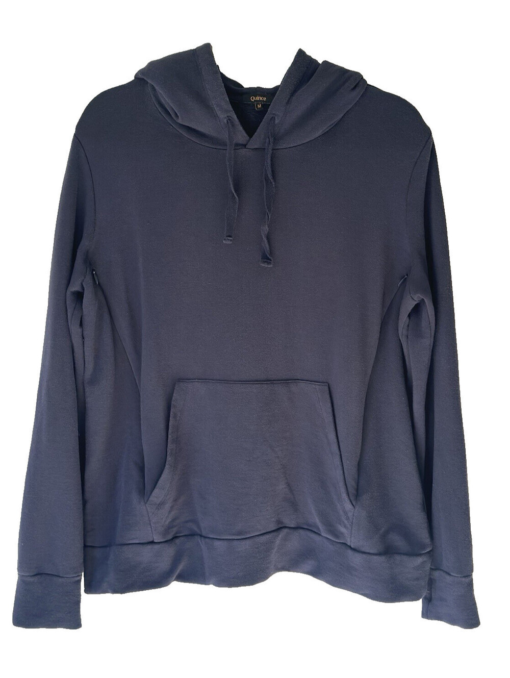 Quince Women Maternity Supersoft Fleece & Nursing Hoodie Navy Sleeved Top M
